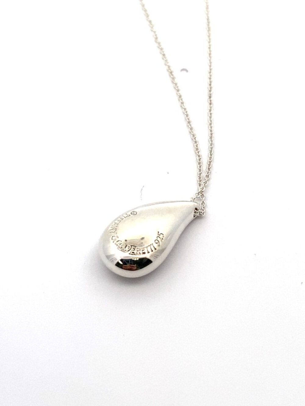 Tiffany & Co Elsa Peretti Sterling Silver Teardrop Pendant Necklace - 24.5" - Picture 2 of 3